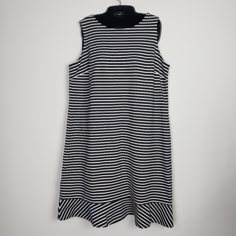 Lands' End Striped Blue and White Sleeveless Dress Mock Neck  Womens Size 18